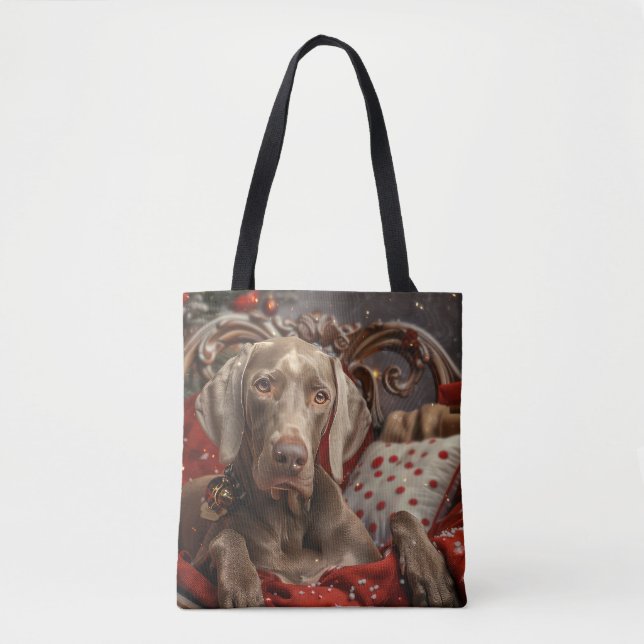 Bolso De Tela Festividad navideña del perro de Weimaraner (Anverso)