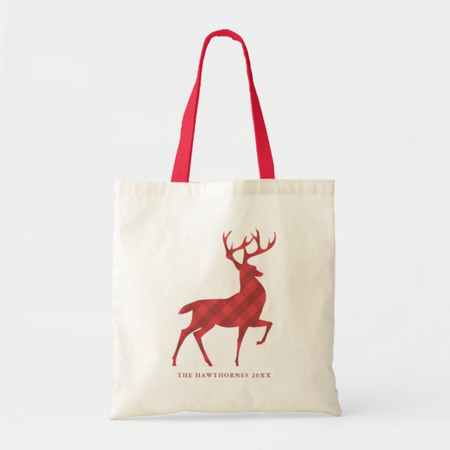 Bolso De Tela Festividad personalizada clásica de renos rojos cu (Frente)