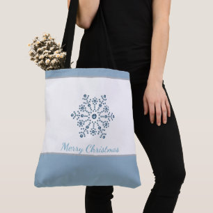 Bolso De Tela Festividad Toque Bag Azul Snowflake Feliz Navidad