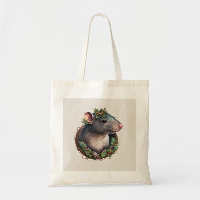 Bolso De Tela Festividades/Navidades de la Rata Mascota (Frente)