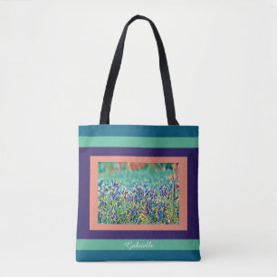 Bolso De Tela Fieltro de redes azules, violetas, salmón y agua;