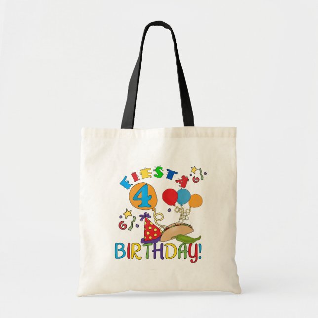 Bolso De Tela Fiesta 4ª camisetas de cumpleaños y regalos (Frente)