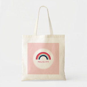 Bolso De Tela Fiesta arcoiris nombre personalizado edad azul ros