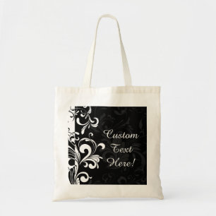 Bolso De Tela Fiesta blanco negro del remolino de la fuente