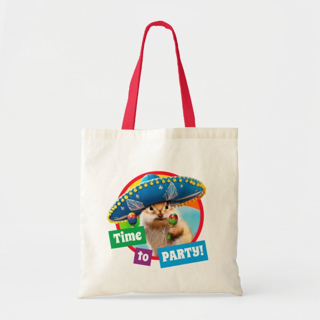 Bolso De Tela Fiesta Chipmunk En Sombrero (Frente)