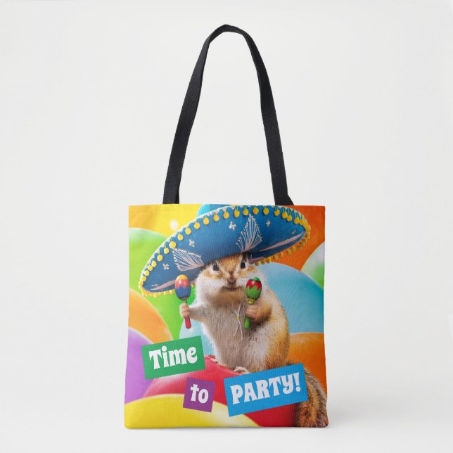 Bolso De Tela Fiesta Chipmunk En Sombrero (Anverso)