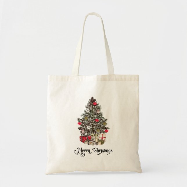 Bolso De Tela Fiesta de árbol de Navidad tradicional (Frente)