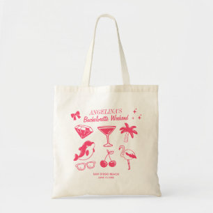 Bolso De Tela Fiesta de Bachelorette Retro Beach Cute Doodle