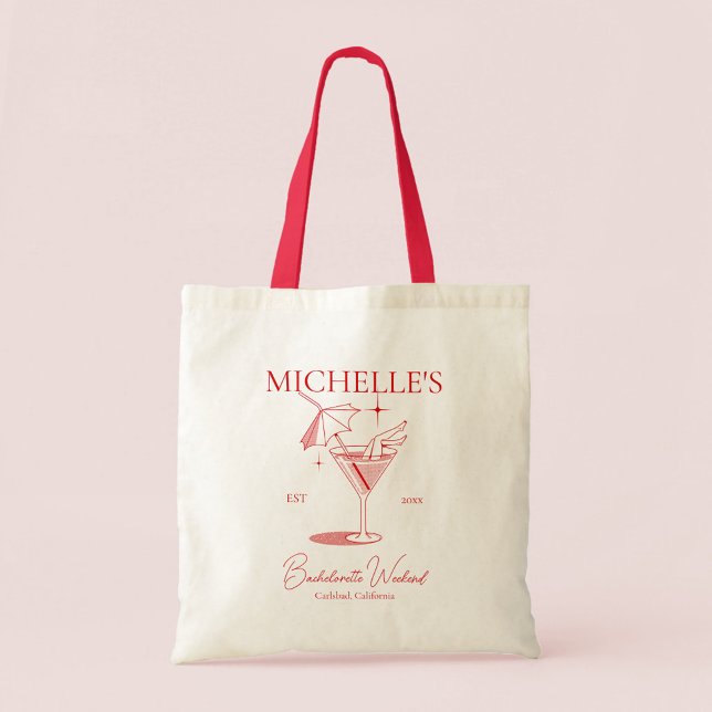 Bolso De Tela Fiesta de Bachelorette Retro Cocktail (Subido por el creador)