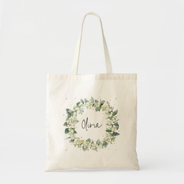 Bolso De Tela Fiesta de boda/boda de Snowberry+Eucalyptus (Frente)