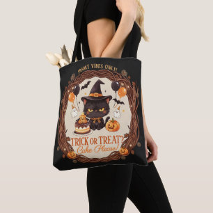 Bolso De Tela Fiesta de Bruja de Halloween Gato Negro Lindo Espe