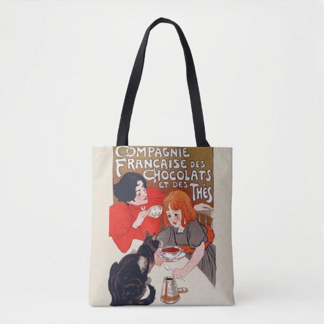 Bolso De Tela Fiesta de Chocolate Francés Arte Steinlen (Anverso)