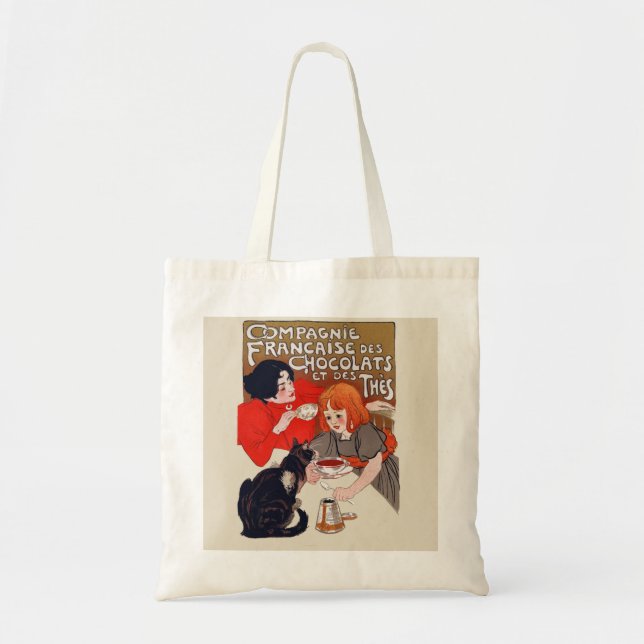 Bolso De Tela Fiesta de Chocolate Francés Arte Steinlen (Frente)