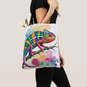 Bolso De Tela Fiesta de Cumpleaños de Camaleón Colorido con Acua
