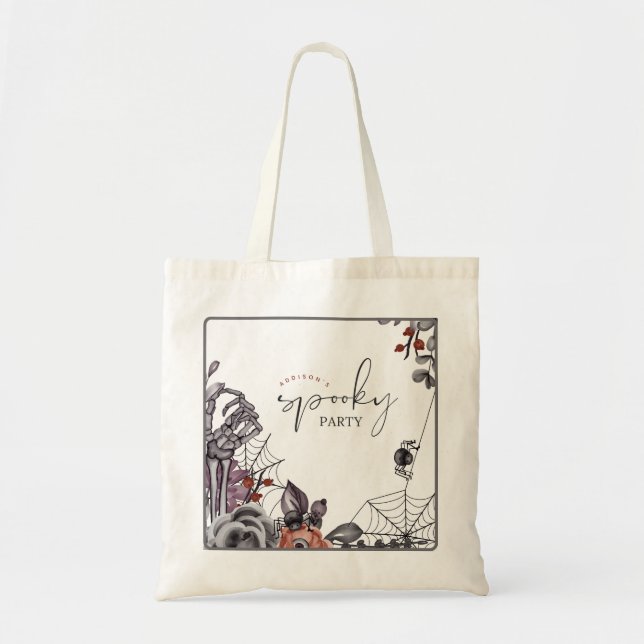 Bolso De Tela Fiesta de cumpleaños de Halloween con fantasía flo (Frente)