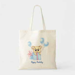 Bolso De Tela Fiesta de cumpleaños de niño con tema del oso lind