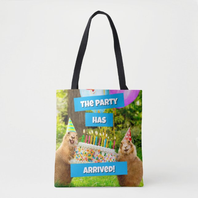 Bolso De Tela Fiesta de Cumpleaños de Perrito de la Pradera (Anverso)