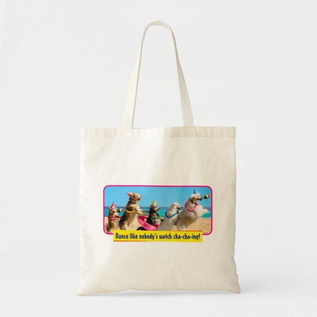 Bolso De Tela Fiesta de cumpleaños del perro Línea Conga (Frente)