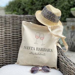 Bolso De Tela Fiesta de Despedida con Copa de Vino Rosado