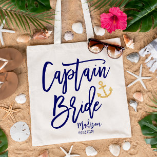 Bolso De Tela Fiesta de Despedida de Soltera Capitana Novia Azul