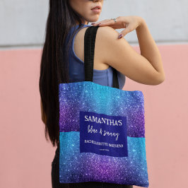 Bolso De Tela Fiesta de Despedida de Soltera con Brillo Azul