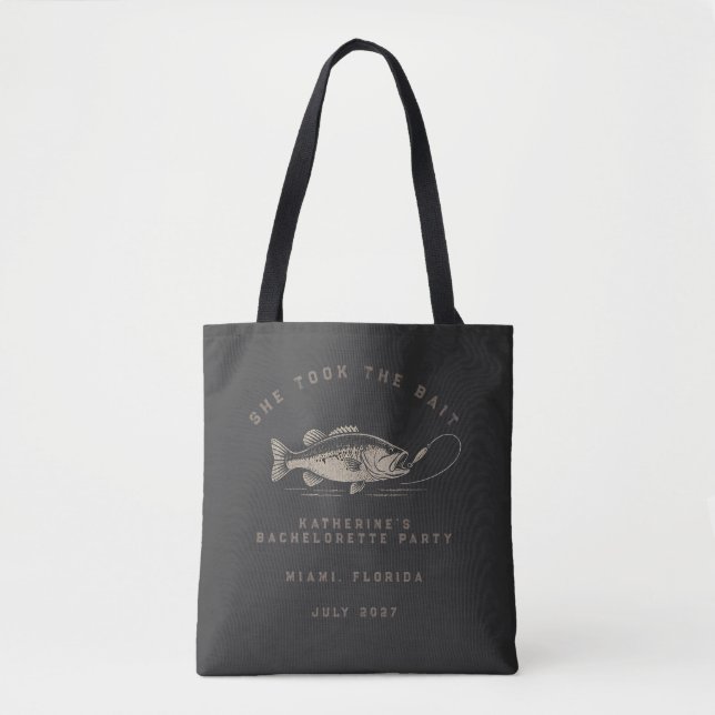 Bolso De Tela Fiesta de Despedida de Soltera con Tema de Pesca P (Anverso)