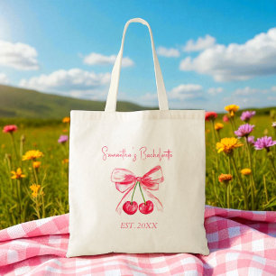 Bolso De Tela Fiesta de Despedida de Soltera Coquette Rosa Cerez