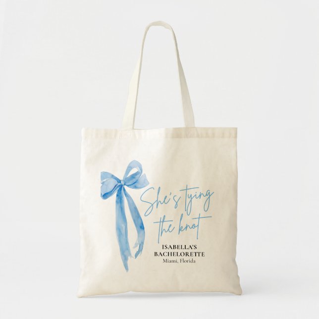 Bolso De Tela Fiesta de Despedida de Soltera de Blue Bow She's T (Frente)