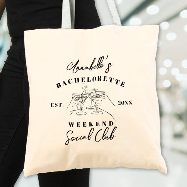 Bolso De Tela Fiesta de Despedida de Soltera del Club Social (Social Club Bachelorette Party Tote Bag)
