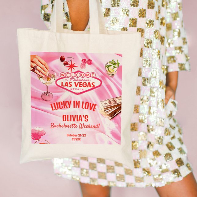 Bolso De Tela Fiesta de Despedida de Soltera en Las Vegas Póquer (Las Vegas Bachelorette Party Poker Pink Tote Bag)