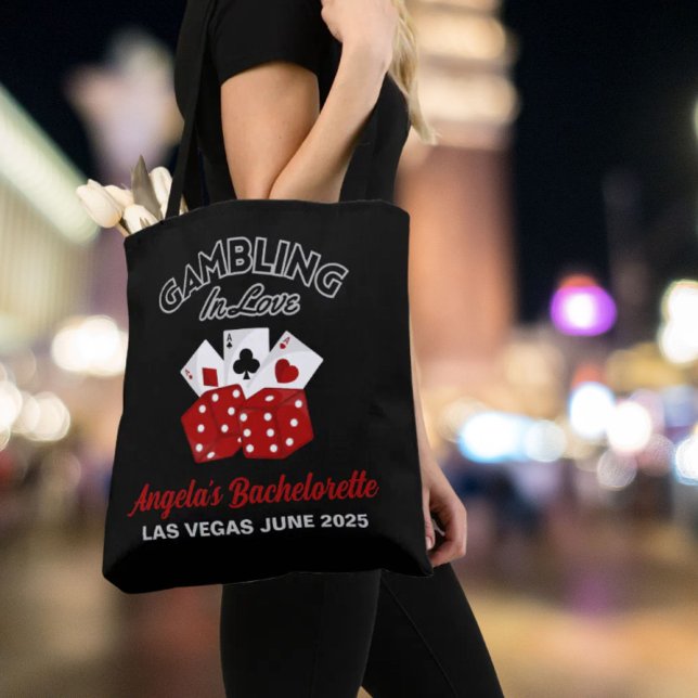 Bolso De Tela Fiesta de Despedida de Soltera Personalizada en Ca (Personalized Casino Las Vegas Bachelorette Party Tote Bag)