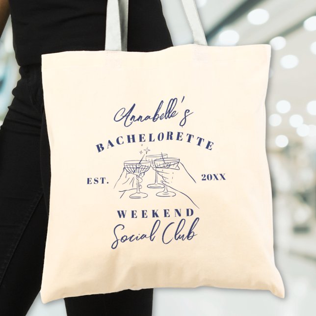 Bolso De Tela Fiesta de Despedida de Soltera Preppy del Club Soc (Social Club Preppy Bachelorette Party Tote Bag)