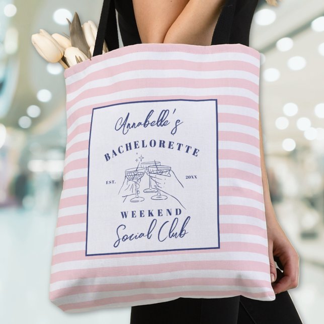 Bolso De Tela Fiesta de Despedida de Soltera Preppy del Club Soc (Social Club Preppy Bachelorette Party Tote Bag)
