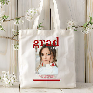 Bolso De Tela Fiesta de Graduación con Foto Script Moderno Elega