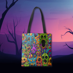 Bolso De Tela Fiesta de Halloween   Zombies y Monstruos