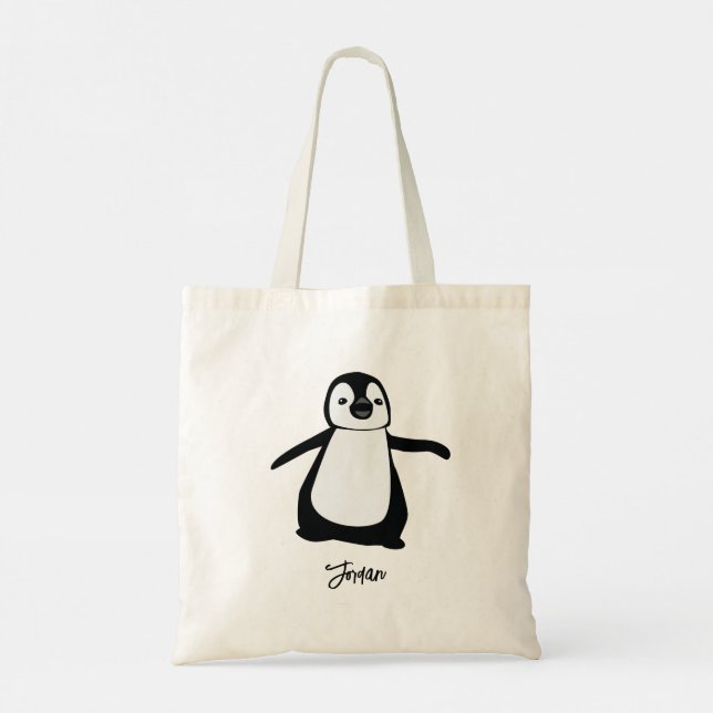 Bolso De Tela Fiesta de ilustracion de pingüino lindo y personal (Reverso)