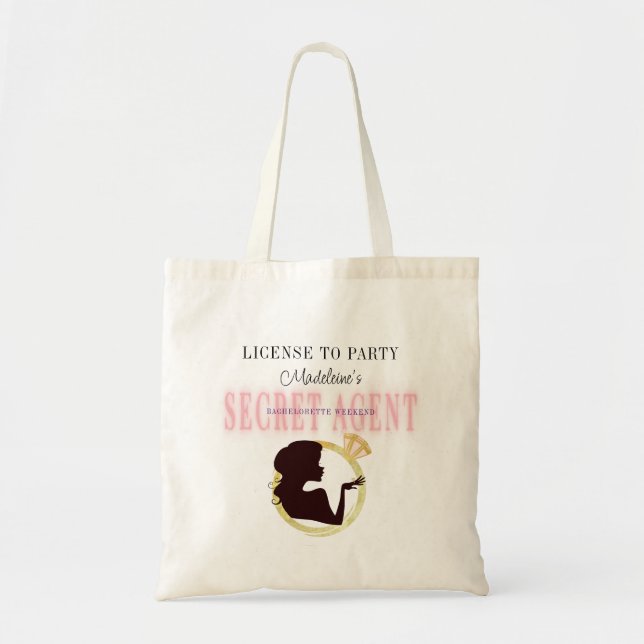 Bolso De Tela Fiesta de licencia de agente secreto Bachelorette  (Frente)