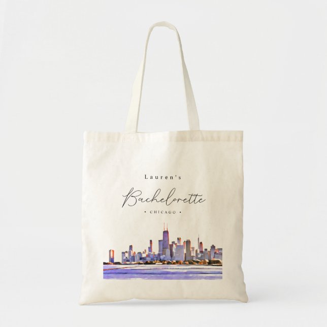 Bolso De Tela Fiesta de línea aérea de Chicago personalizada (Frente)