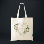 Bolso De Tela Fiesta de novias de Personalizado floral Gold Geom<br><div class="desc">Esta bolsa de tote presenta un marco dorado geométrico del corazón adornado con flores de color agua y vegetación exuberante,  y se puede personalizar con el texto de tu personalizado.</div>