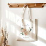 Bolso De Tela Fiesta de novias del Personalizado de color de col<br><div class="desc">Rubor Peony Floral Watercolor Personalizado Bridal Party Tothe Bag</div>