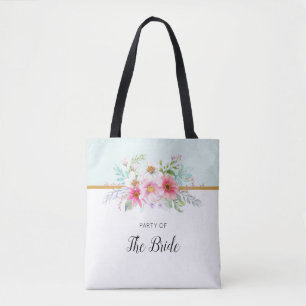 Bolso De Tela Fiesta de novias floral de primavera rosa y turque