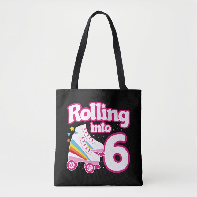 Bolso De Tela Fiesta de Patinaje Infantil - 6º Cumpleaños - Pati (Anverso)