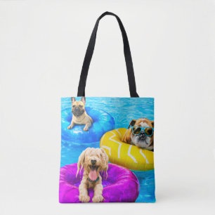 Bolso De Tela Fiesta de perros en la piscina