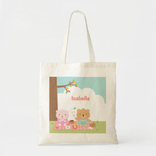 Bolso De Tela Fiesta de picnic de osito de peluche lindo al aire