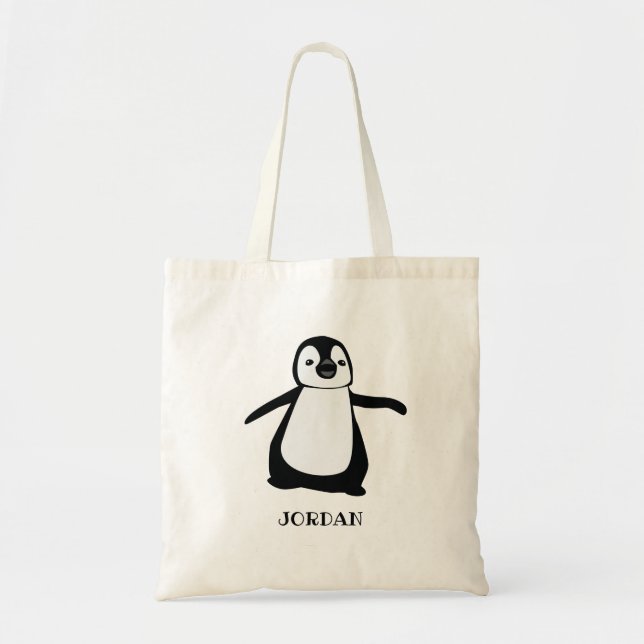 Bolso De Tela Fiesta de pingüino azul bebé lindo personalizado (Frente)
