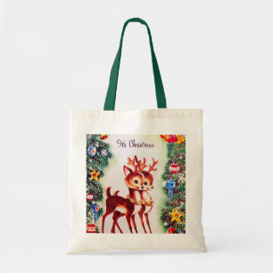 Bolso De Tela Fiesta de renos de Navidad retro