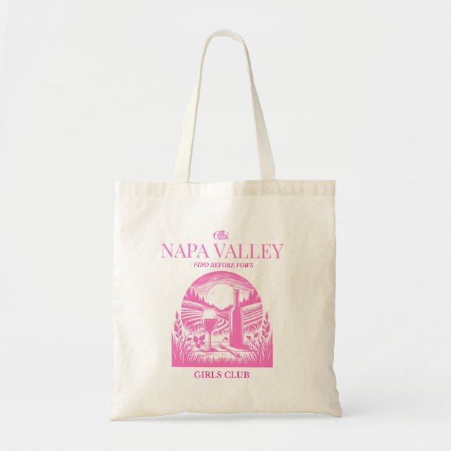 Bolso De Tela Fiesta de soltería rosa en el valle de Napa (Frente)