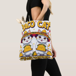 Bolso De Tela Fiesta de Taco Cat Kawaii Lindo Cinco de Mayo Chib