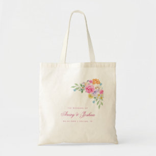 Bolso De Tela Fiesta de té de jardín marea rosa verano floral fa