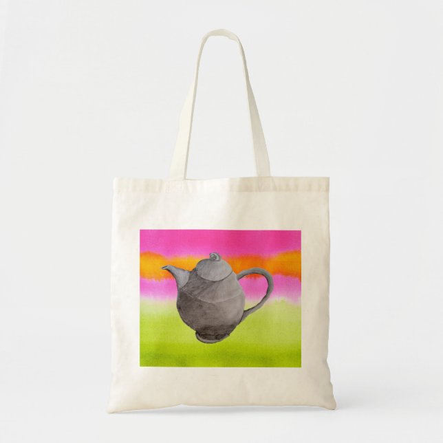 Bolso De Tela Fiesta de té del arco iris de Teapot (Frente)